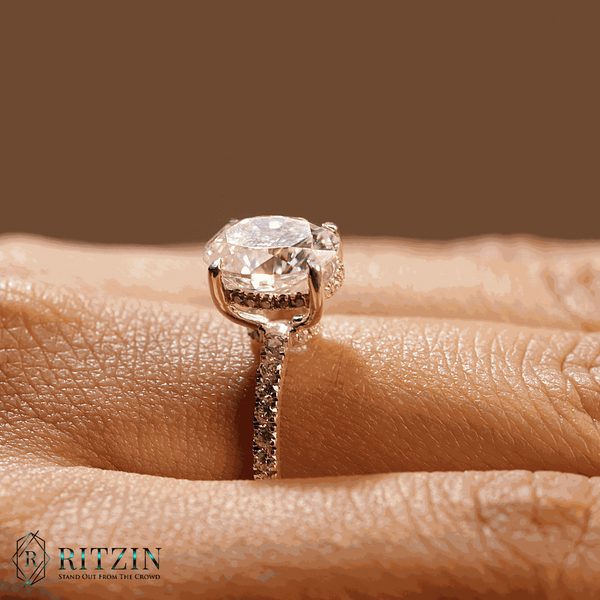 Women's Exclusive 3,232 TCWOval Cut Hidden Halo Style Engagement Ring Unique Jewelry Gift with Accent for Her