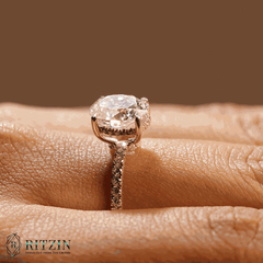Women's Exclusive 3,232 TCWOval Cut Hidden Halo Style Engagement Ring Unique Jewelry Gift with Accent for Her