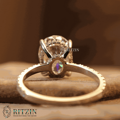 Women's Exclusive 3,232 TCWOval Cut Hidden Halo Style Engagement Ring Unique Jewelry Gift with Accent for Her