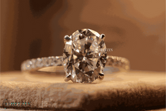 Women's Exclusive 3,232 TCWOval Cut Hidden Halo Style Engagement Ring Unique Jewelry Gift with Accent for Her