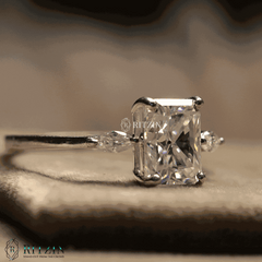 Women's Exclusive 2.00 TCW Moissanite Engagement Ring Unique Radiant And Marquise Shape Three Stone Jewelry Gift for Her