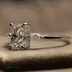 Women's Exclusive 2.00 TCW Moissanite Engagement Ring Unique Radiant And Marquise Shape Three Stone Jewelry Gift for Her