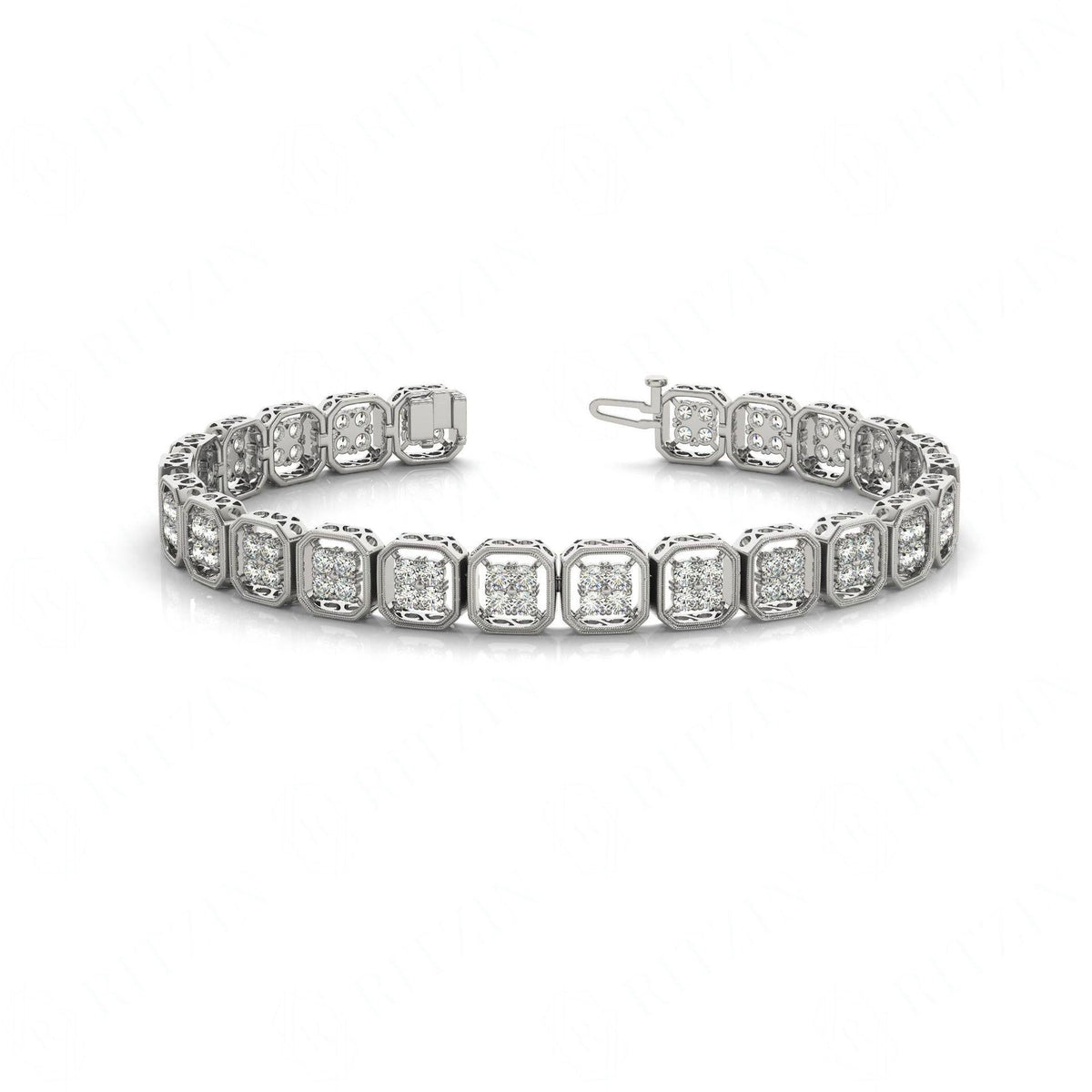 2.00 MM__Round Cut Diamond Prong  Set Tennis Bracelet For Women