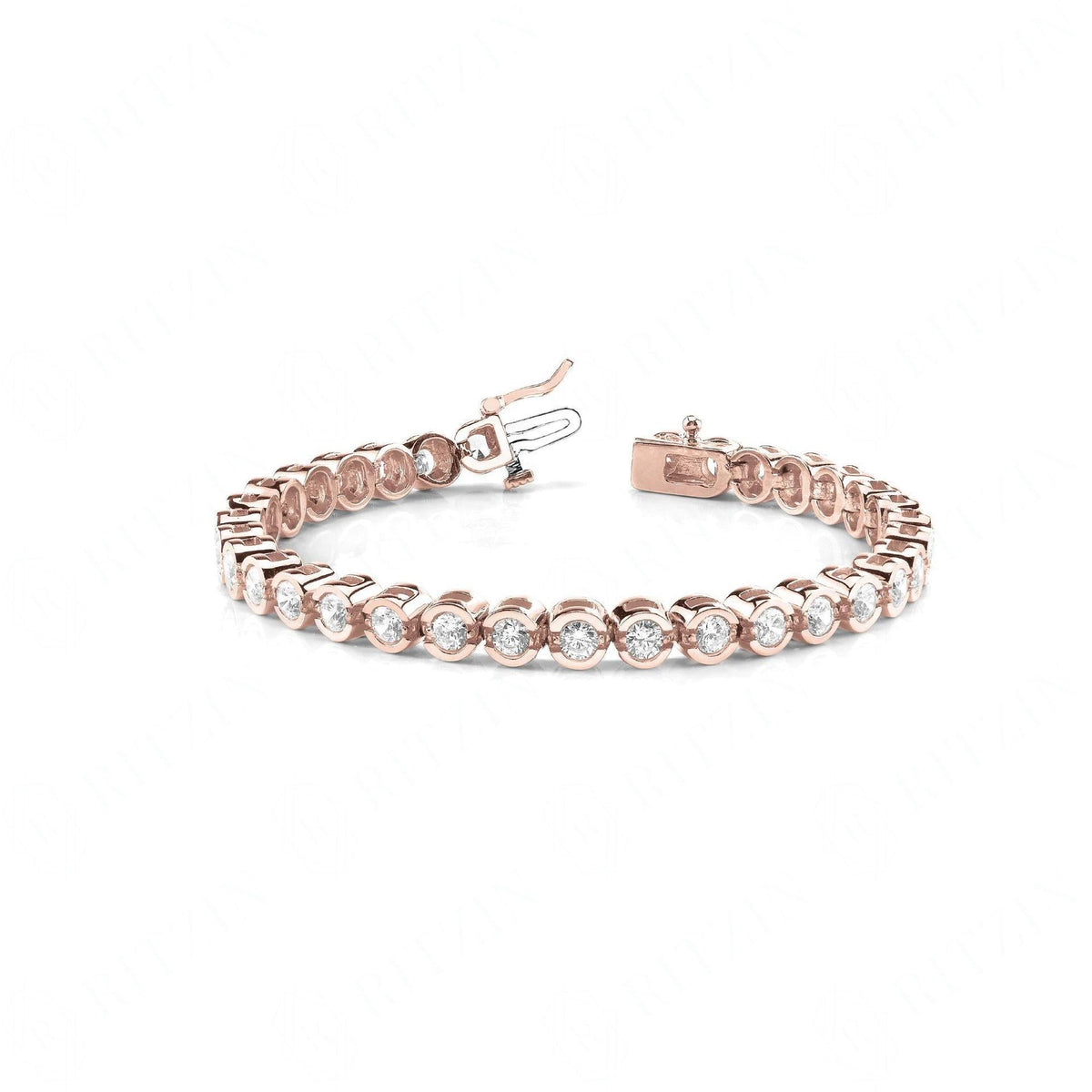 5.00_MM_Round_Cut_Diamond Bezel Set Tennis Bracelet