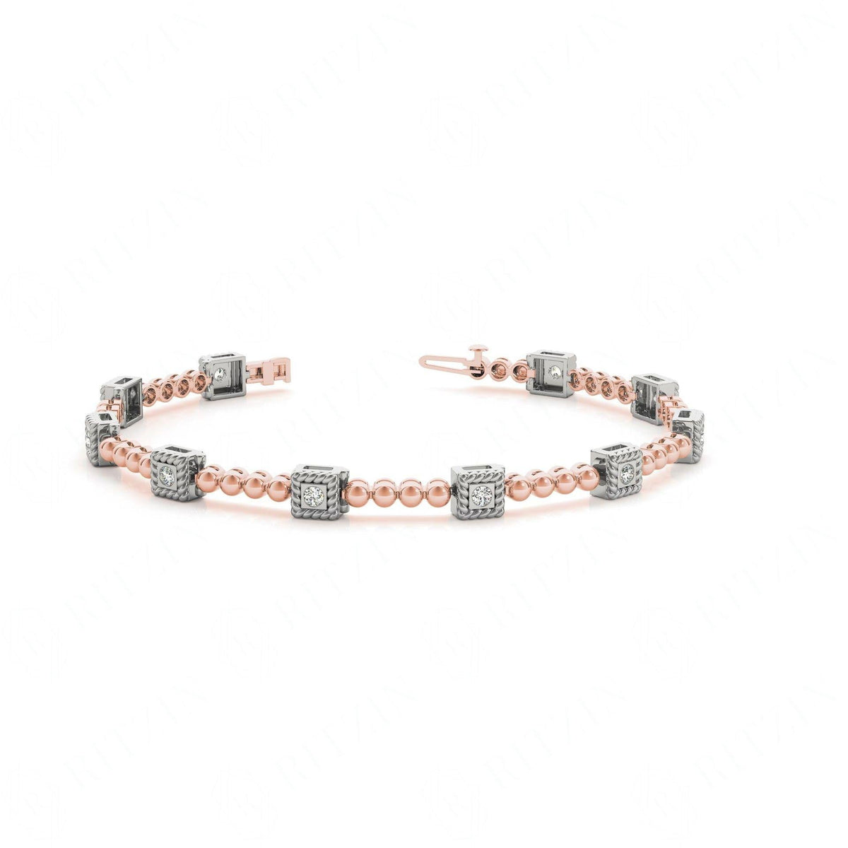 5.00_MM_Round Cut Diamond Flush Set Tennis Bracelet