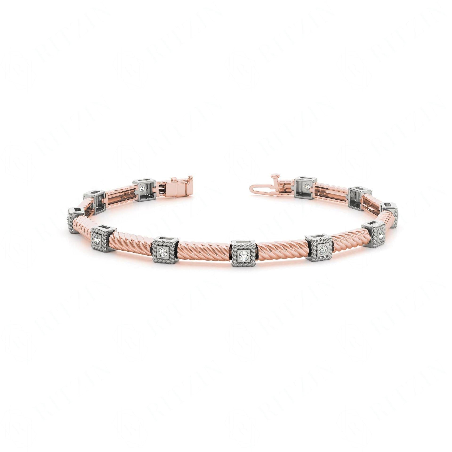 Round Brilliant Cut Tennis Lab Grown Diamond Bracelet for Women Rose Wedding Ring