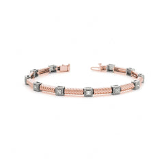 Round Brilliant Cut Tennis Lab Grown Diamond Bracelet for Women Rose Wedding Ring