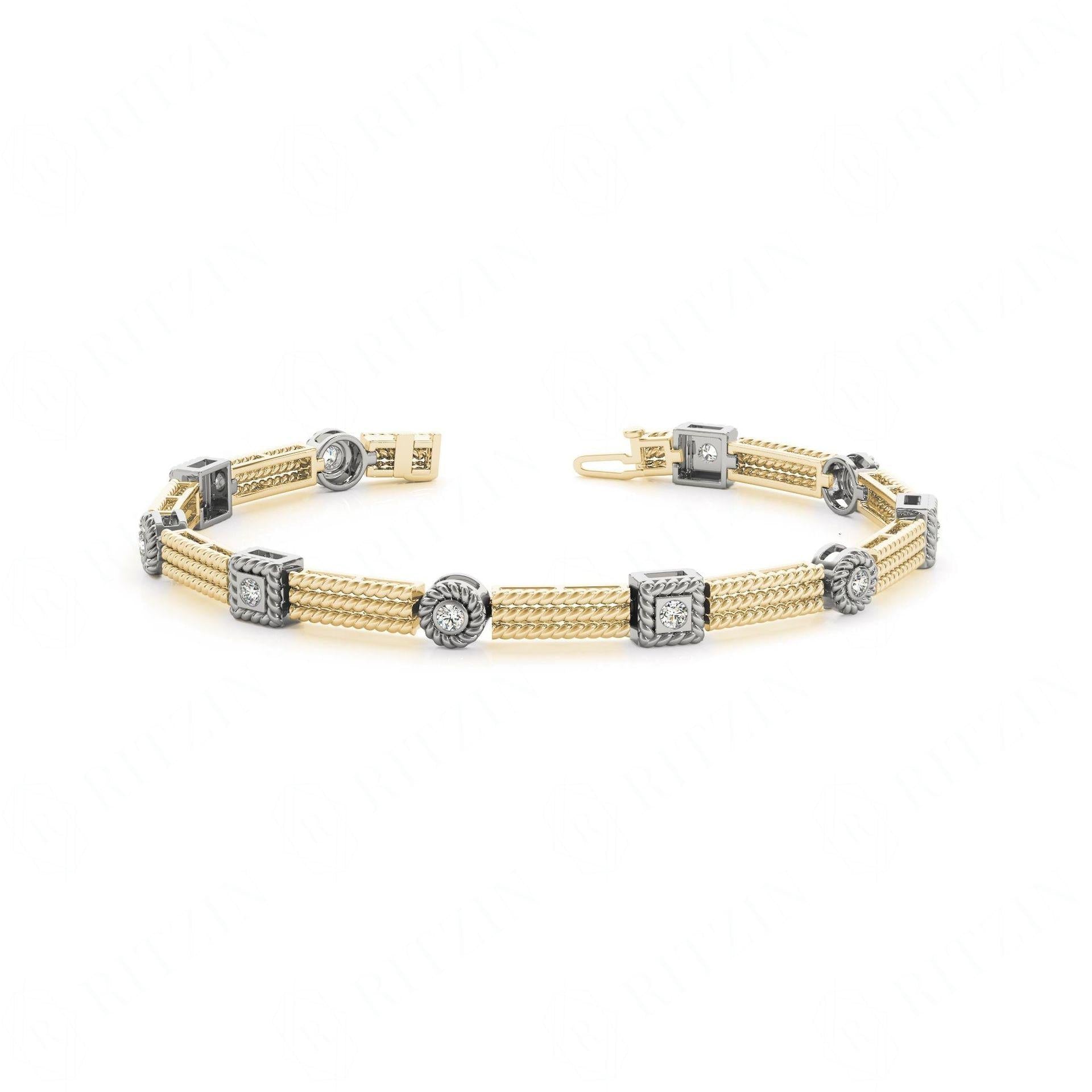 Round Brilliant Cut Tennis Moissanite Bracelet for Women Yellow Wedding Ring
