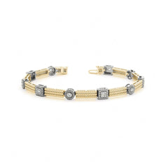 Round Brilliant Cut Tennis Moissanite Bracelet for Women Yellow Wedding Ring