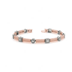 Round Brilliant Cut Tennis Moissanite Bracelet for Women Rose Wedding Ring