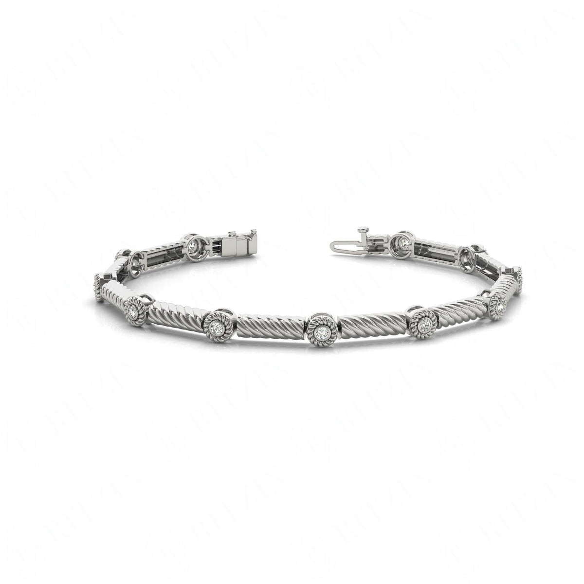 Round Brilliant Cut Tennis Moissanite Bracelet for Women White Wedding Ring