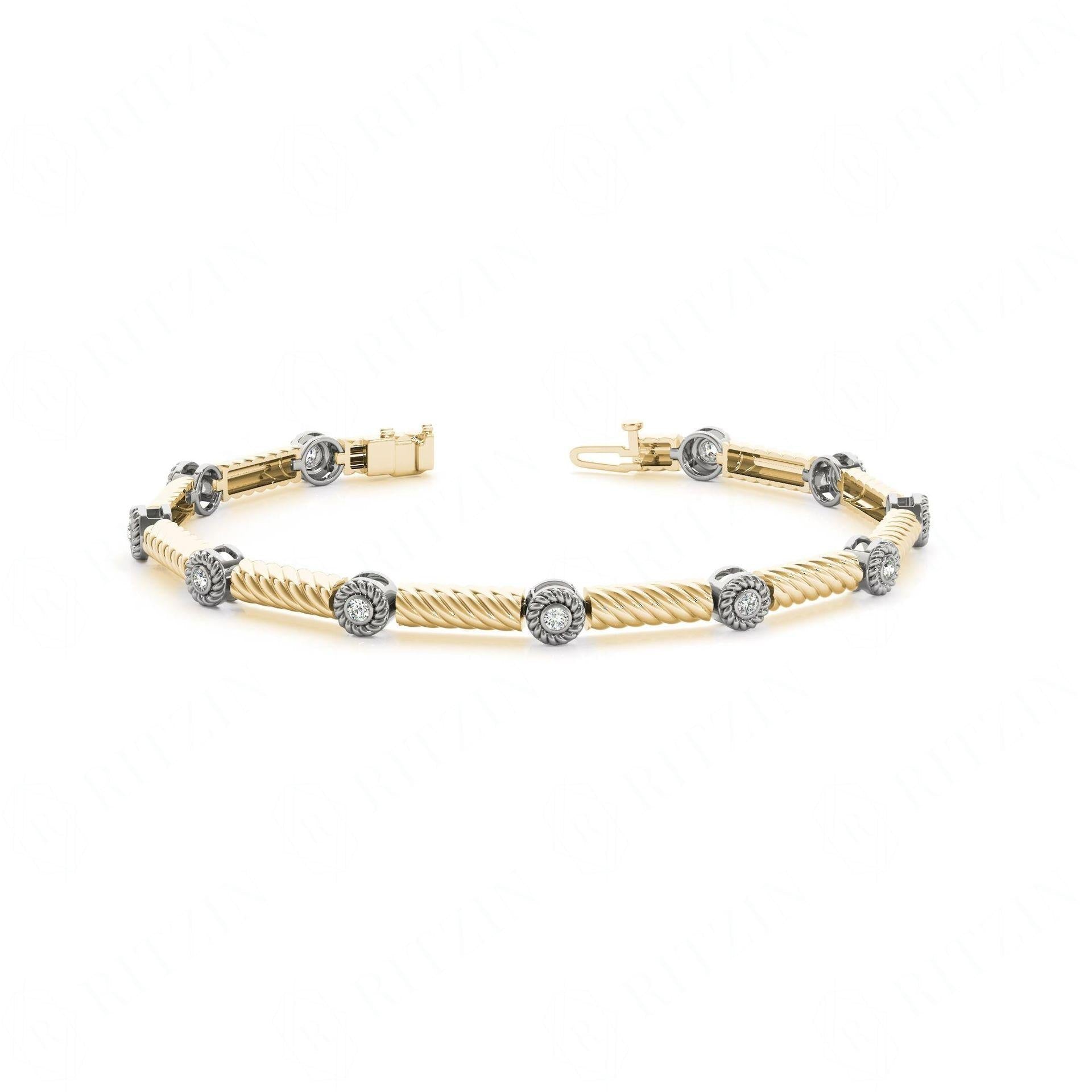 Round Brilliant Cut Tennis Moissanite Bracelet for Women Yellow Wedding Ring