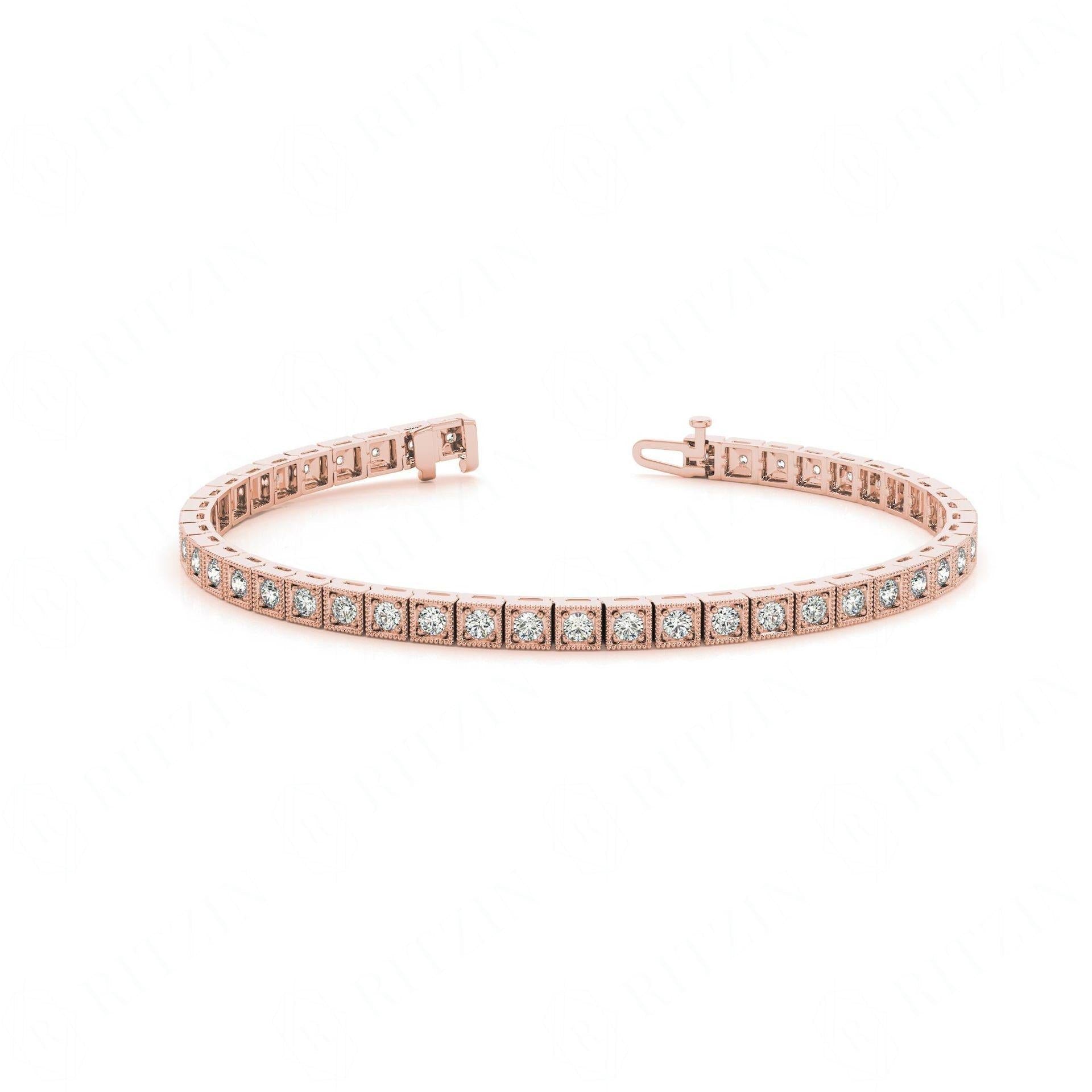 Round Brilliant Cut Tennis Moissanite Bracelet for Women Rose Wedding Ring