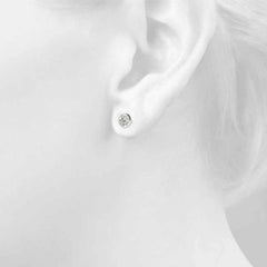 6.50 MM 1  Carat Round Cut Silver Bezel Setting Earrings