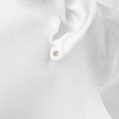 6.50 MM 1  Carat Round Cut Silver Bezel Setting Earrings