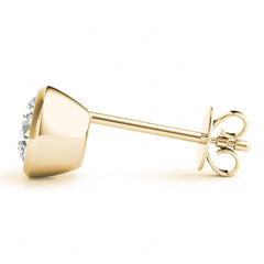 6.50 MM 1  Carat Round Cut Silver Bezel Setting Earrings