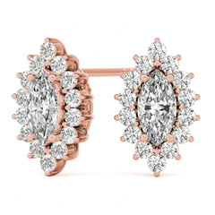 10.00 x 5.00 MM Marquise Cut Halo Style Stud earrings For Women