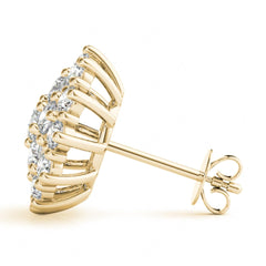 3.00MM Round Cut Halo Style Floral Cluster Earrings For_Women.