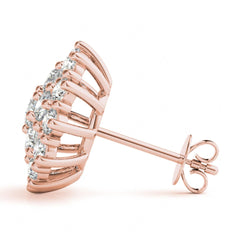 3.00MM Round Cut Halo Style Floral Cluster Earrings For_Women.
