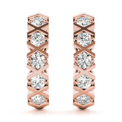 3.0mm_Round Cut XO Pattern J - Hoop Earrings For Women