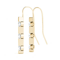 2.50MM Round Cut 3 Stone Style Pressure Setting Dangle Earrings For_Women
