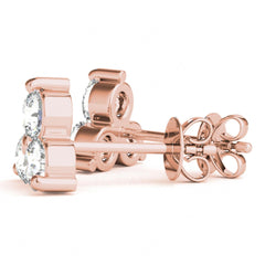 3.50MM Round Cut 3 Stone Prong Setting Stud Earrings For Women