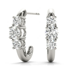 5 MM Round Cut 3 Stone Style Prong Earrings