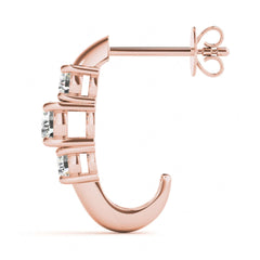 5 MM Round Cut 3 Stone Style Prong Earrings