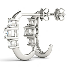 5 MM Round Cut 3 Stone Style Prong Earrings