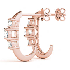 5 MM Round Cut 3 Stone Style Prong Earrings