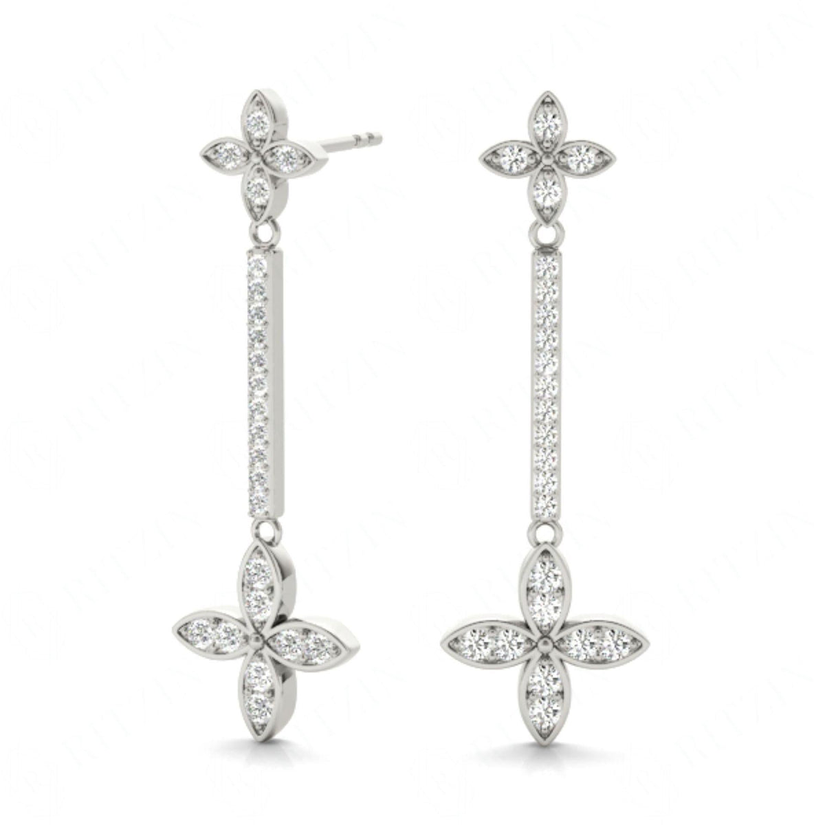 1.5MM Round Cut Dangle Big Earrings Fo_ Her/Women_