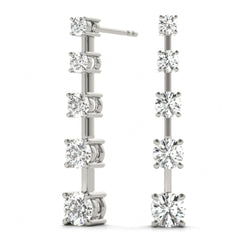 5.00 MM_Round Cut 5 Stone Style Dangle Earrings For_Her/Women