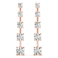 5.00 MM_Round Cut 5 Stone Style Dangle Earrings For_Her/Women