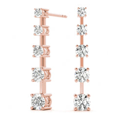 5.00 MM_Round Cut 5 Stone Style Dangle Earrings For_Her/Women