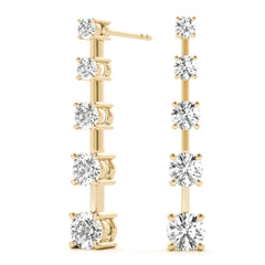 5.00 MM_Round Cut 5 Stone Style Dangle Earrings For_Her/Women