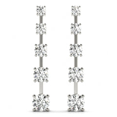 5.00 MM_Round Cut 5 Stone Style Dangle Earrings For_Her/Women