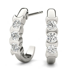 3.5 MM Round Cut 3 Stone Style Earrings