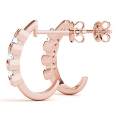 3.5 MM Round Cut 3 Stone Style Earrings