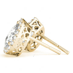 9.00 x 6.00 MM Pear Cut Halo Style Stud Earrings For_Her/Women