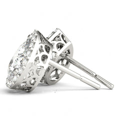 4 MM Main Stone White Round 3 Stone Earring