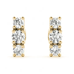 2.50 MM Round Cut 3 Stone Earrings