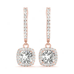 Oval Cut Halo Dangle Hoop Earrings For Women