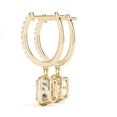 Oval Cut Halo Dangle Hoop Earrings For Women