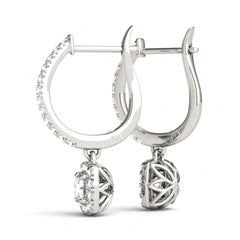 4.00MM Round Cut Halo Style Dangle Hoop Earrings For Her