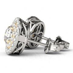 5.50mm Round Cut Double Halo Stud Earrings For Her