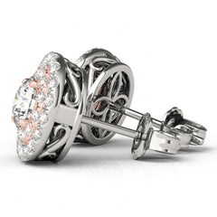 5.50mm Round Cut Double Halo Stud Earrings For Her