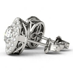 5.50mm Round Cut Double Halo Stud Earrings For Her