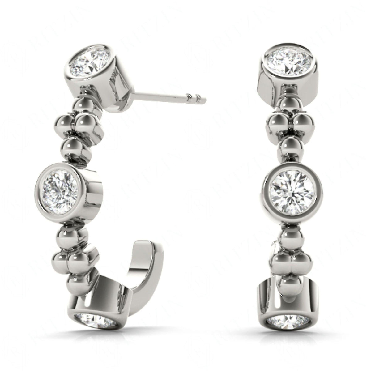 3.50_MM Round Cut Half Hoop Style Earrings For Her