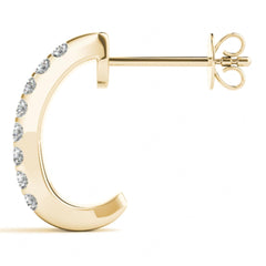 2.00mm Round Cut Three Row Half Hoop Style Earrings For Women/Her