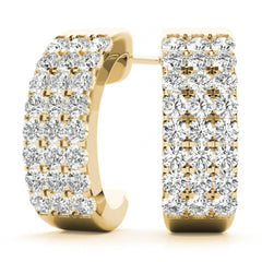 2.00mm Round Cut Three Row Half Hoop Style Earrings For Women/Her